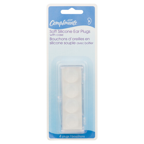 Compliments Silicone Ear Plugs Clear 4 Plugs