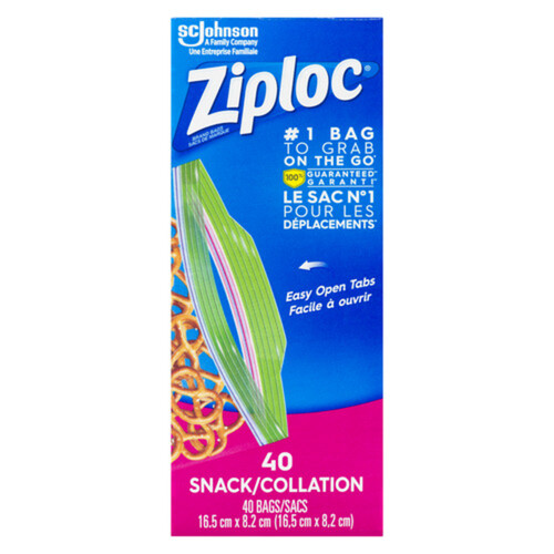 Ziploc Snack Bags Grip 'n Seal Technology 40 Bags