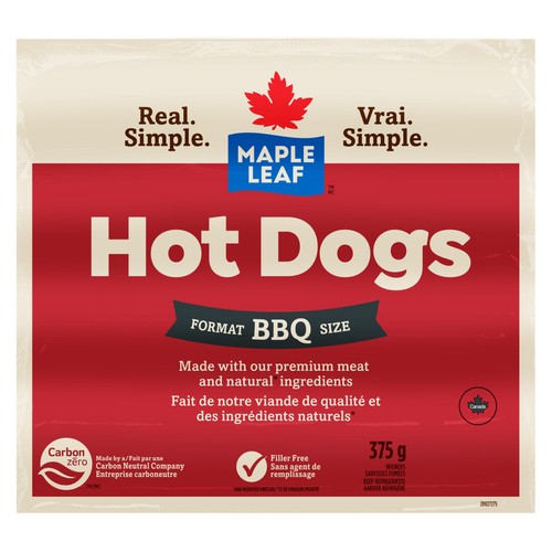 Maple Leaf Gluten-Free Hot Dogs BBQ 375 g