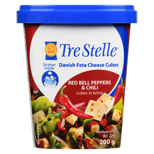 Tre Stelle Danish Feta Cheese Cubes Red Bell Peppers & Chili 200 g

