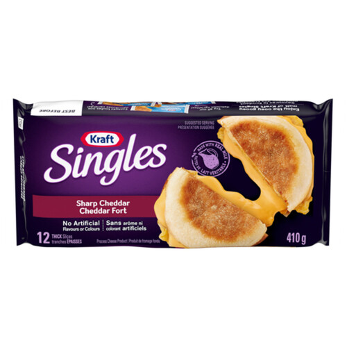 Kraft Singles Extra Thick Sliced Cheese Sharp Cheddar 12 Slices 410 g