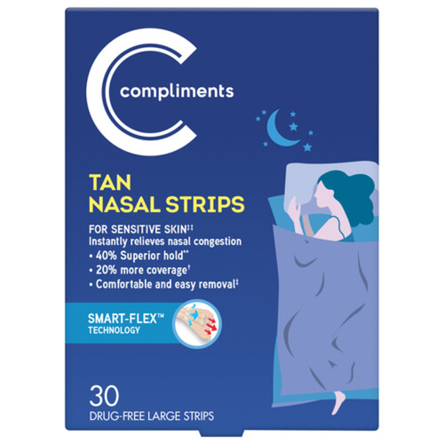 Compliments Nasal Strips Tan Large 30 Strips
