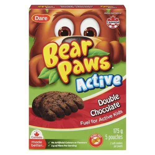 Dare Bear Paws Soft Cookies Active Double Chocolate 5 Pouches 175 g