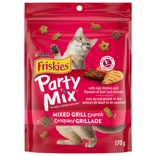 Friskies Cat Treats Party Mix Mixed Grill Crunch with Real Chicken 170 g