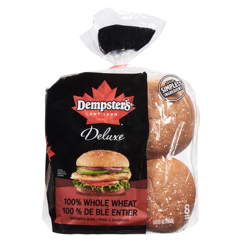Dempster's Hamburger Buns Whole Wheat 8 Pack 624 g