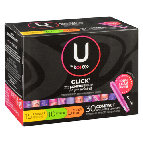 U by Kotex Click Compact Tampons Multi Pack Unscented 30 Count 