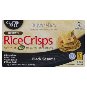 Want Want Gluten-Free Super Slim Brown Rice Crisps Black Sesame 100 g