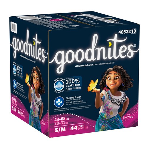 Goodnites Girls Nighttime Underwear Size S/M (43-68 lbs) 44 Count