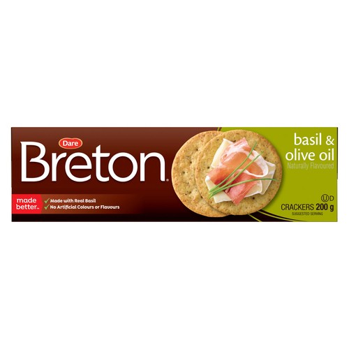 Dare Breton Crackers Basil And Olive Oil 200 g