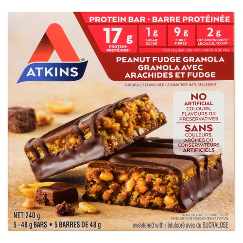 Atkins Protein Granola Bar Peanut Fudge 5 x 48 g