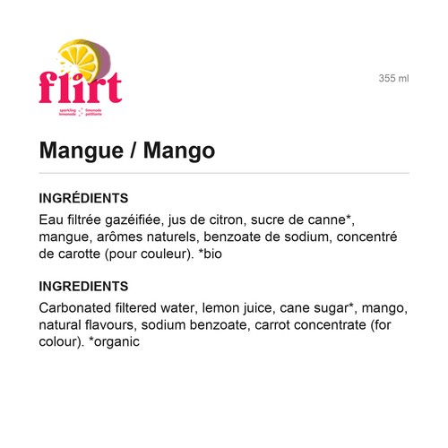 Flirt Sparkling Lemonade Mango 4 x 355 ml (cans)