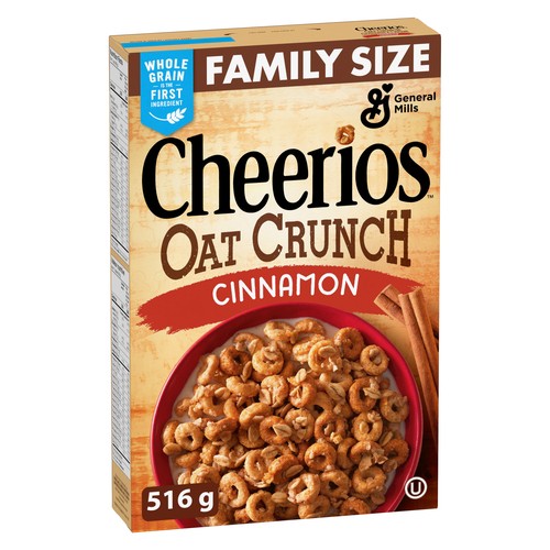 Cheerios Cereal Oat Crunch Cinnamon Family Size 516 g
