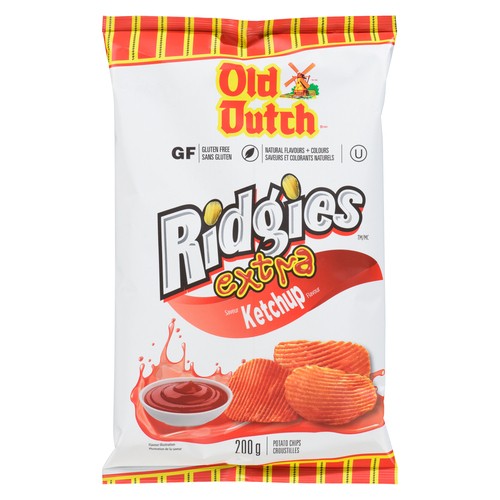 Old Dutch Gluten-Free Ridgies Potato Chips Extra Ketchup 200 g