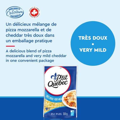 P'tit Quebec Shredded Cheese Cheddar & Mozzarella Very Mild 320 g