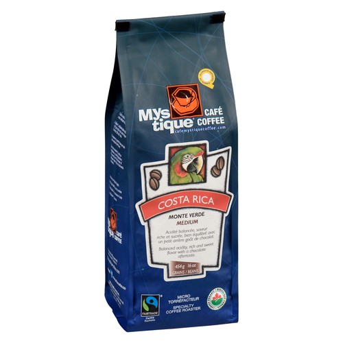 Mystique Organic Whole Bean Coffee Costa Rica Monte Verde Medium 454 g
