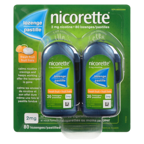 Nicorette 2 mg Smoking Cessation Aid Fresh Fruit Lozenge 80 EA