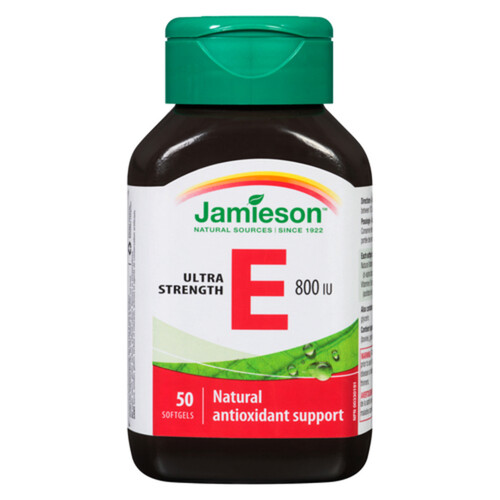 Jamieson Vitamin E Natural Antioxidant Support Ultra Strength Softgels 50 Count