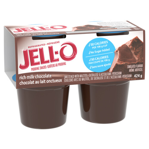 Jell-O Refrigerated Pudding Snacks Rich Milk Chocolate 4 x 106 g