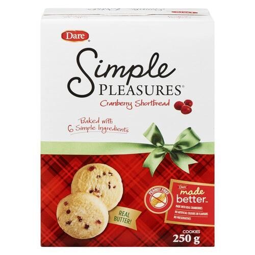 Dare Simple Pleasures Cookies Cranberry Shortbread 250 g
