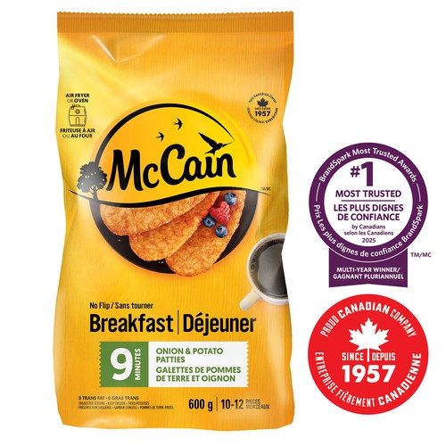 McCain Frozen No Flip 9 Minute Onion & Potato Patties 12 pack 600 g