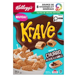 Kellogg's Krave Céréales saveur de churro au sucre à la cannelle 314 g