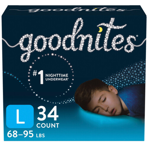 Goodnites Boys Nighttime Bedwetting Underwear Size L (68-95 lbs) 34 Count