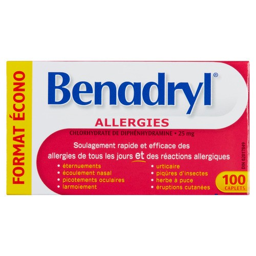 Benadryl Allergy Medication 25 mg Caplets 100 EA (value size)