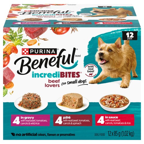 Purina Beneful Incredibites Dog Food Beef Combi Pack 1.02 KG