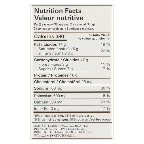 Amys Kitchen Vegetable Family Size Lasagna 920 g