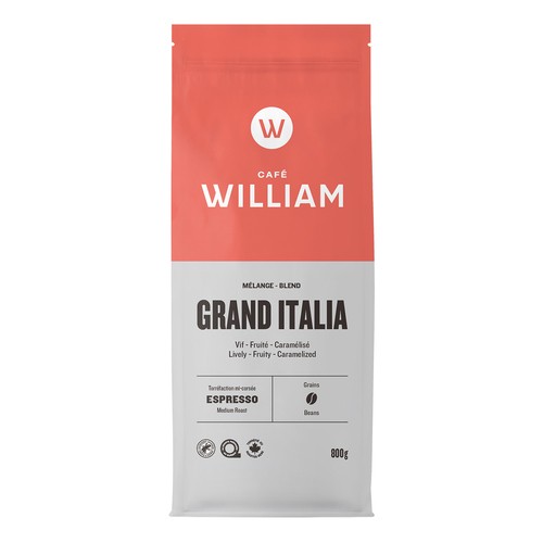 Café William Whole Bean Coffee Espresso Grand Italia Medium Roast 800 g
