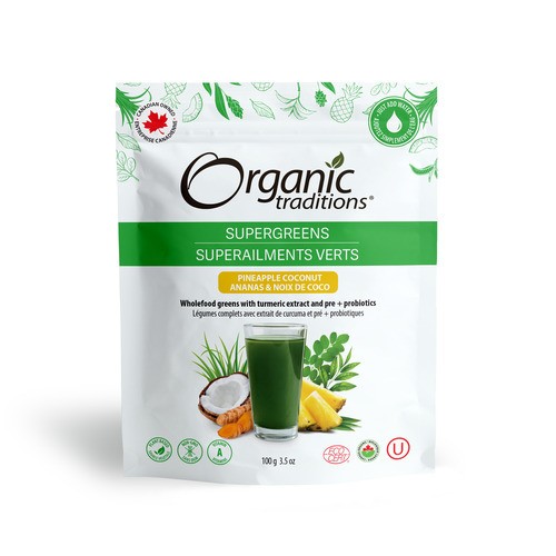 Organic Traditions Supergreens Pineapple Coconut 100 g