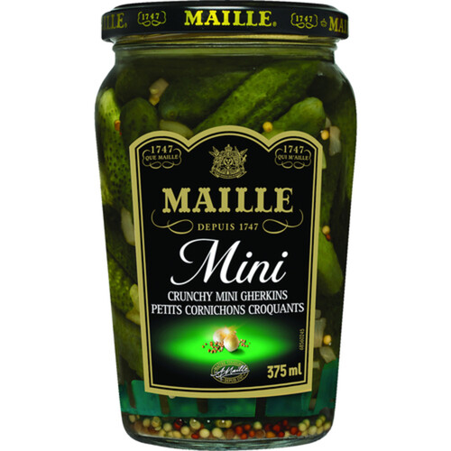 Maille Gherkins Crunchy Mini Pickled Olives 375 ml