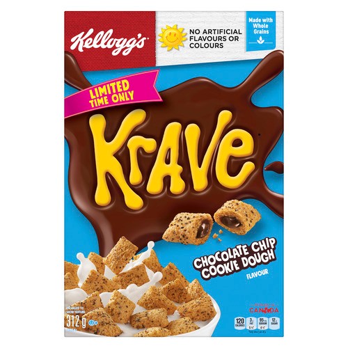 Kellogg's Krave Cereal Chocolate Chip Cookie Dough 312 g