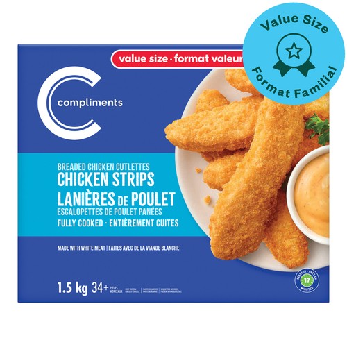 Compliments Frozen Chicken Strips Fully Cooked 1.5 kg