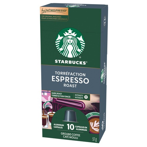 Starbucks Nespresso Coffee Pods Espresso Roast 10 Capsules 57 g