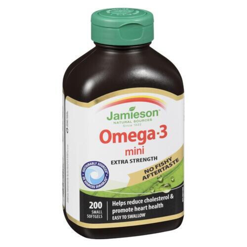 Jamieson Omega-3 Mini Vitamins Extra Strength Small Softgels 200 Count