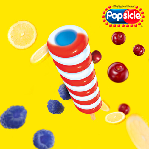 Popsicle Cyclone Cherry Lemon & Blue Raspberry Ice Pops 6 x 80 ml Per Pack
