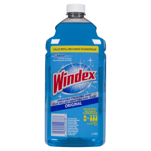 Windex Glass And Window Cleaner Blue Refill Original 2 L