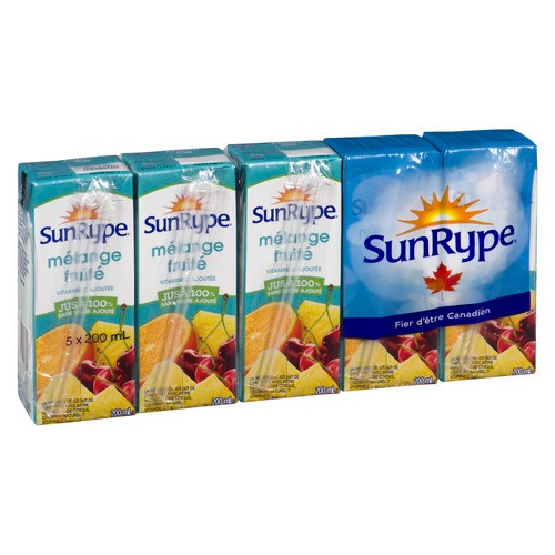 SunRype Juice 100% Fruit Medley No Sugar Added 5 x 200 ml