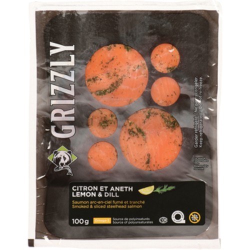Grizzly Salmon Smoked Lemon & Dill 100 g (frozen)