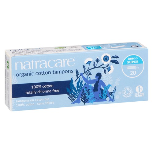 Natracare Organic Cotton Tampons Super Non Applicator 20 Count