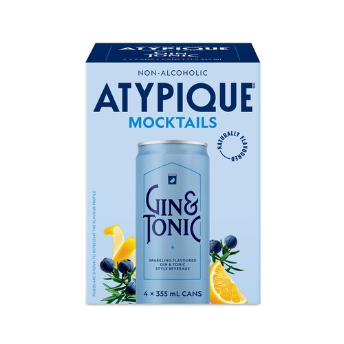 Atypique Non-Alcoholic Mocktail Gin & Tonic 4 x 355 ml (cans)