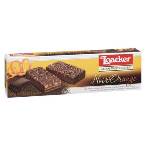 Loacker Biscuits Fine Dark Chocolate Filled Chocolate Orange Cream 100 g