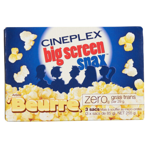 Cineplex Big Screen Snax Microwave Popcorn Butter 3 x 85 g