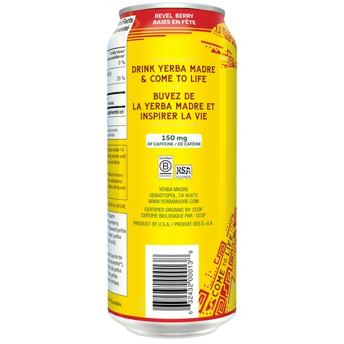 Guayaki Organic Yerba Mate Caffeinated Beverage Revel Berry 458 ml (can)
