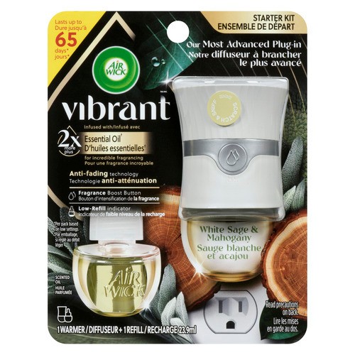 Air Wick Air Freshener Vibrant Scented Oil Starter Kit White Sage & Mahogany 23.9 ml