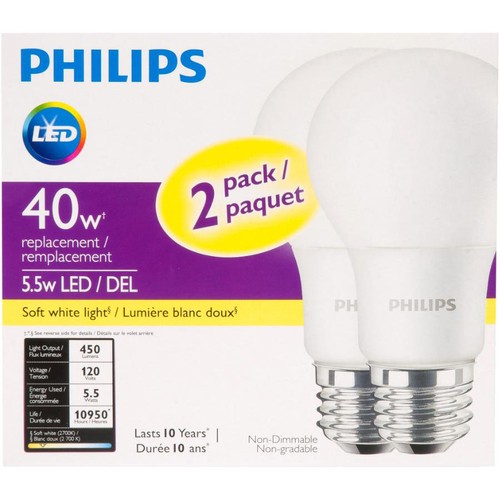 Philips Light Bulbs 5.5W LED Soft White 2 EA