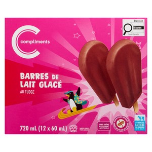 Compliments Barres de crème glacée fudge 12 x 60 ml
