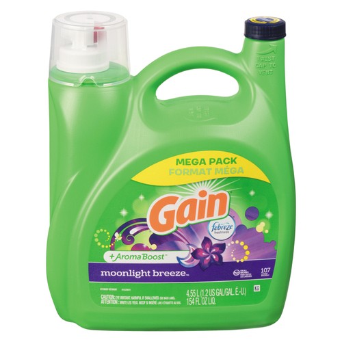 Gain Liquid Laundry Detergent 2X High Suds Moonlight Breeze With Febreze 4.55 L