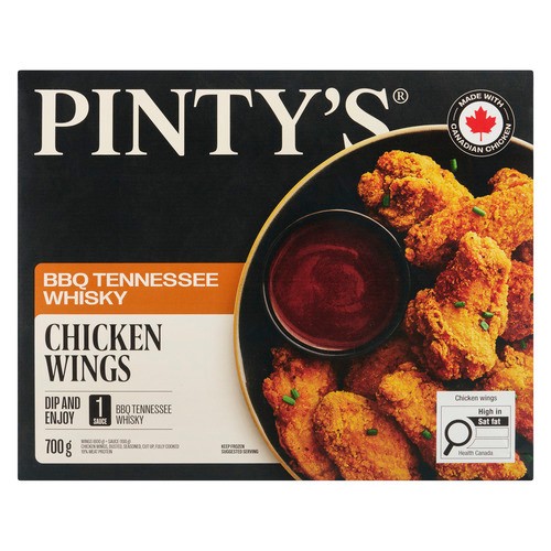 Pintys BBQ Tennessee Whisky Dusted, Seasoned, Cut up, Fully Cooked Chicken Wings 700 g